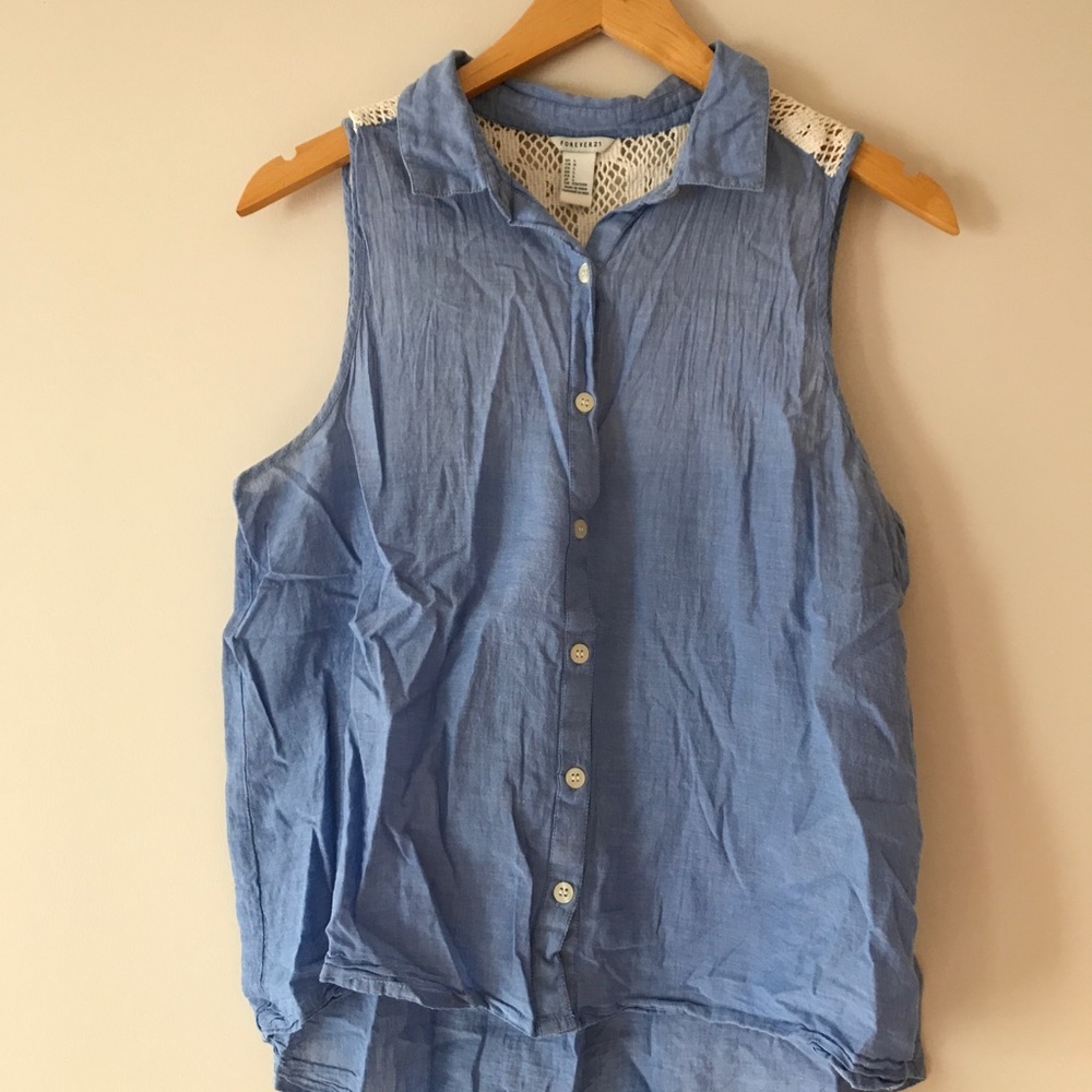Forever21 denim look lace top